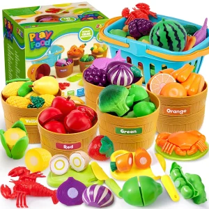 60-Piece Kids Pretend Play Food Set