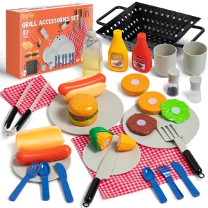 27-Piece Kids Kitchen BBQ Grill Pretend Play Set