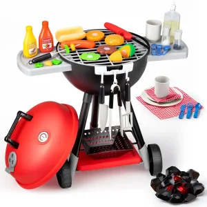 34-Piece Kids BBQ Grill Pretend Play Kitchen Set