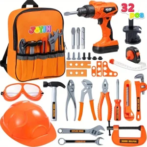 32-Piece Kids Tool Set With Construction Backpack