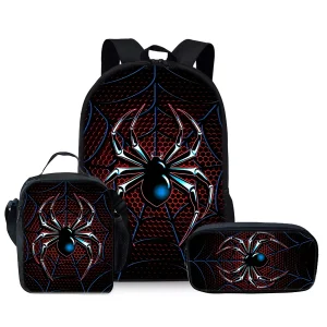 3-Piece Spider Cartoon Kids Backpack Set