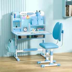 2Pcs/Set Height Adjustable Children School Study Table Chair Set with Sitting Corrector Kids Study Desk Chair Set Ergonomic